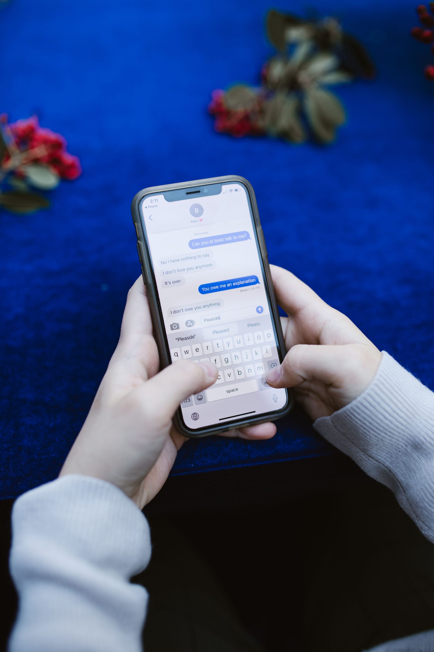 Woman texting on phone