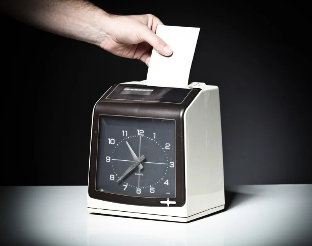 A person clocking in