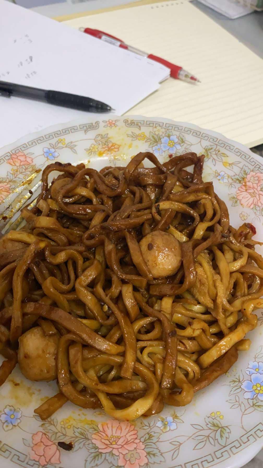 A plate of fried noodles