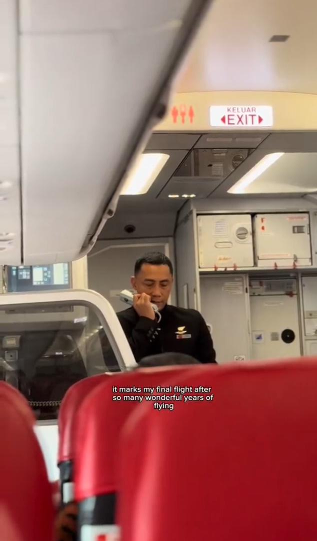 Airasia cabin crew making his last announcement on board