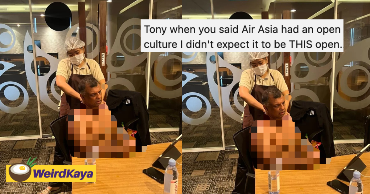 Airasia ceo tony fernandes seen shirtless & having a massage during meeting, draws flak from netizens  | weirdkaya