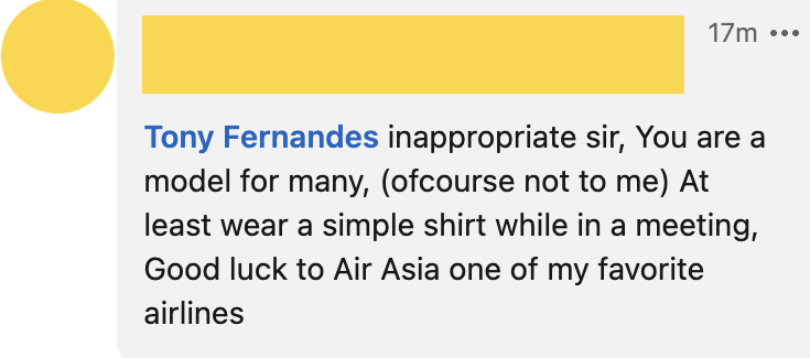 Airasia tony fernandes meeting shirtless comment 01