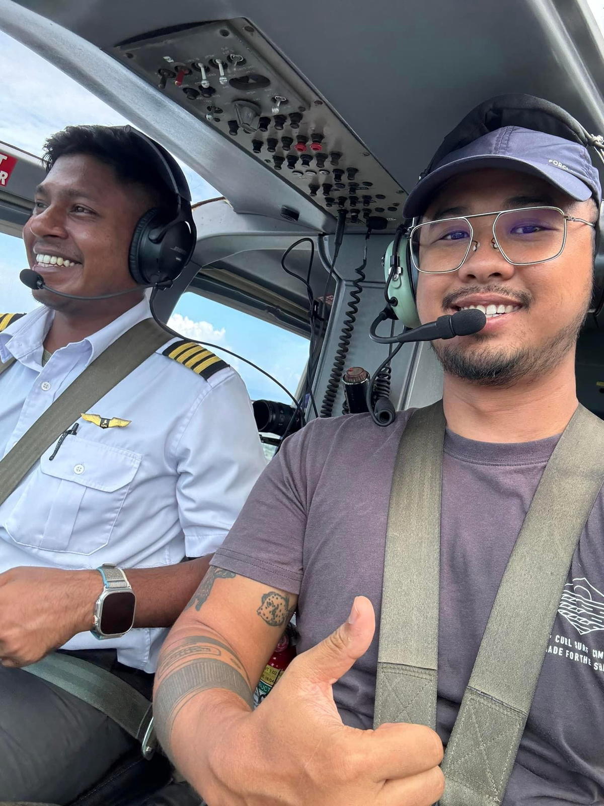 Ash Raja on a helicopter ride from Kota Kinabalu to Longkogungan and Buayan, Sabah