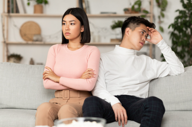 Asian couple having a disagreement