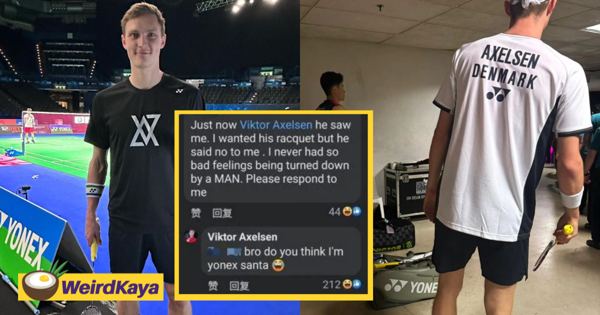 'you think i'm santa? ' - axelsen fires back at fan who was upset at him not giving away his racquet | weirdkaya