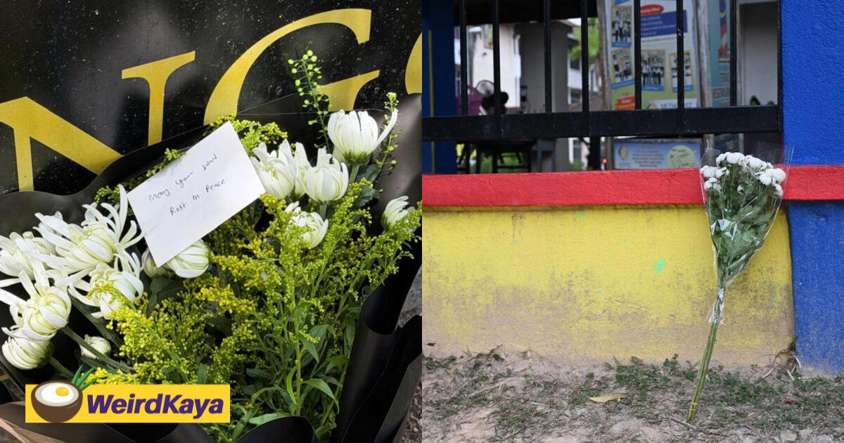 Members Of Public Lay Bouquets At Bandar Utama School To Pay Final Respects To Victim