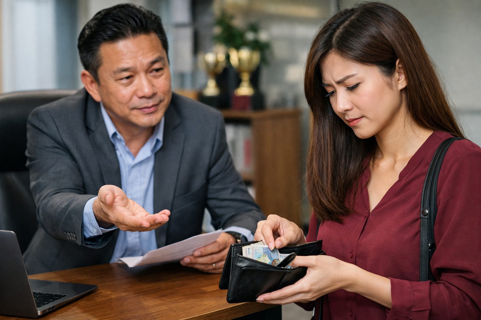 boss asking for money from employee