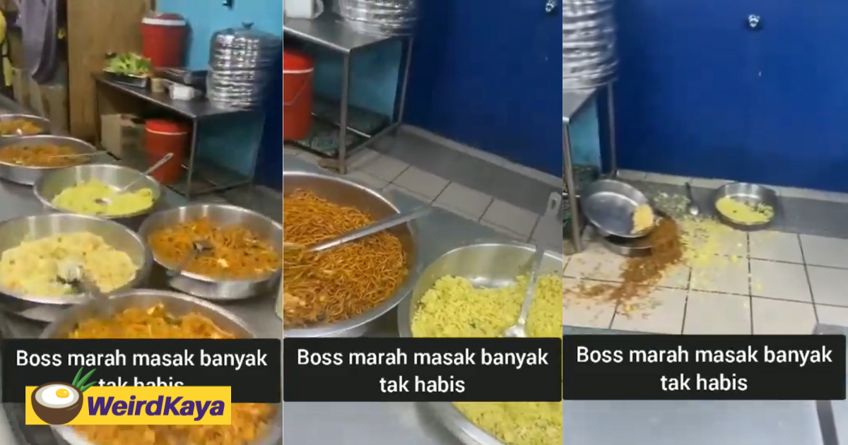 M'sian boss gets mad and dumps food to the ground as staff prepared too much | weirdkaya