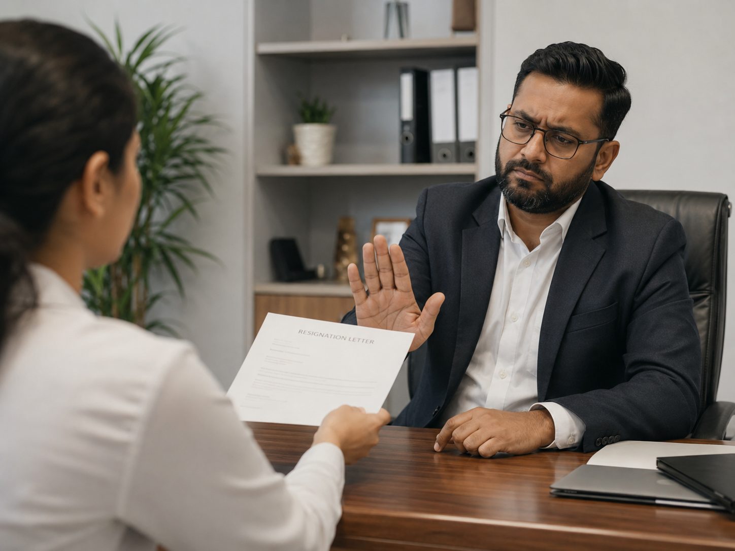boss rejecting employee's resignation letter