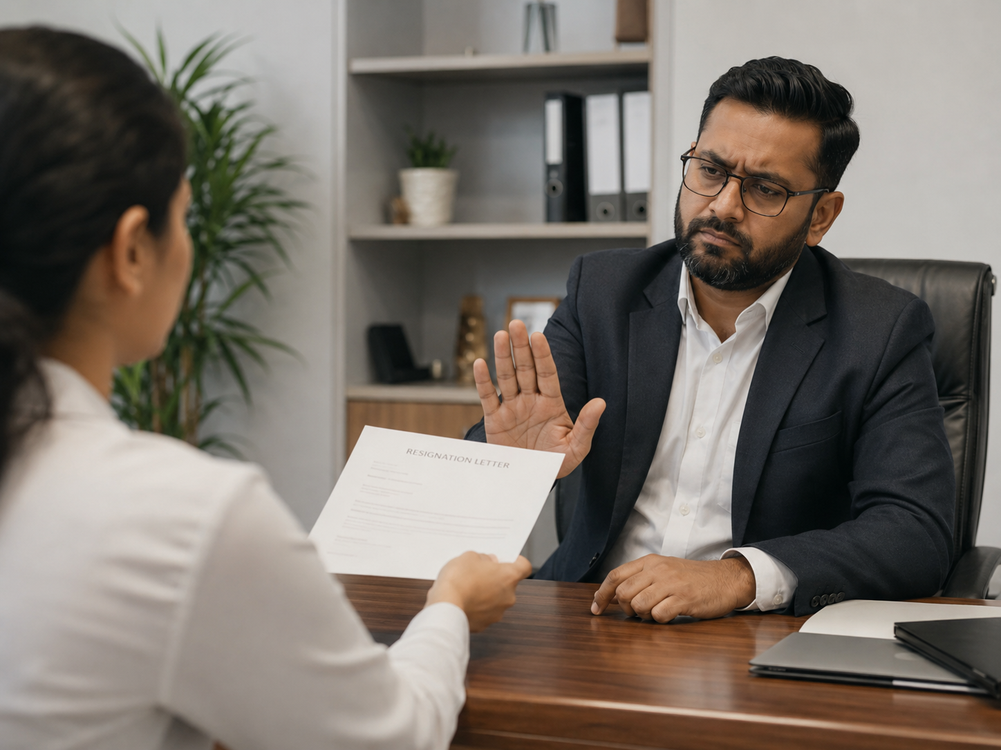 boss rejecting employee's resignation letter