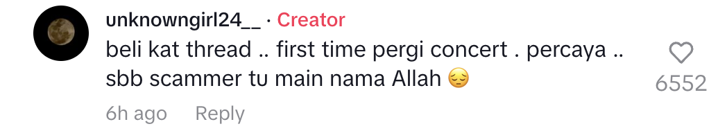 bought on Threads, scammer swear in Allah's name