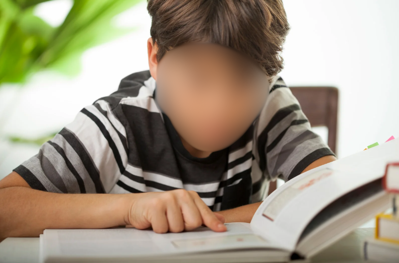 Boy reading a book
