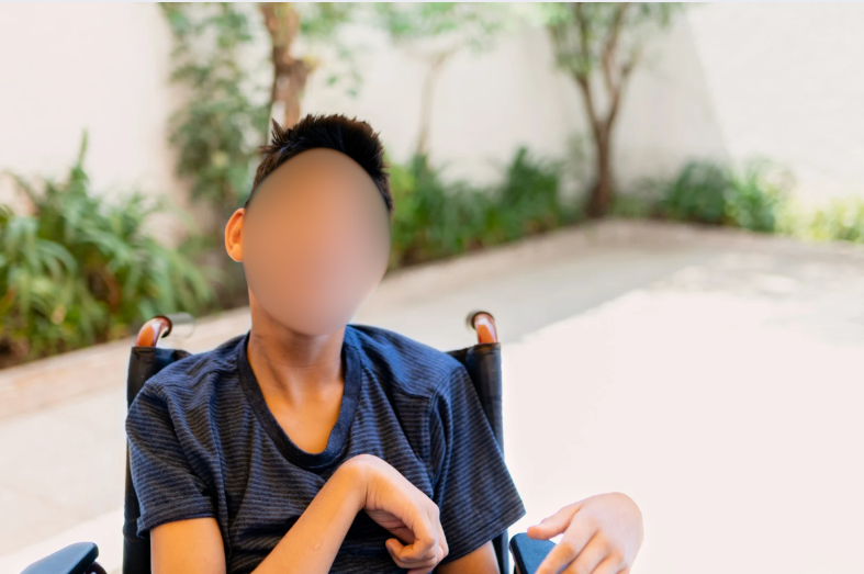 Boy with cerebral palsy