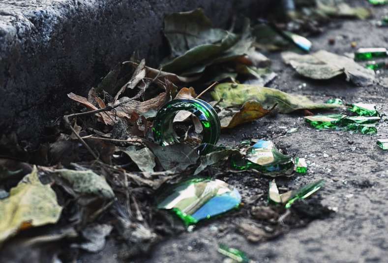 Broken glass fragments