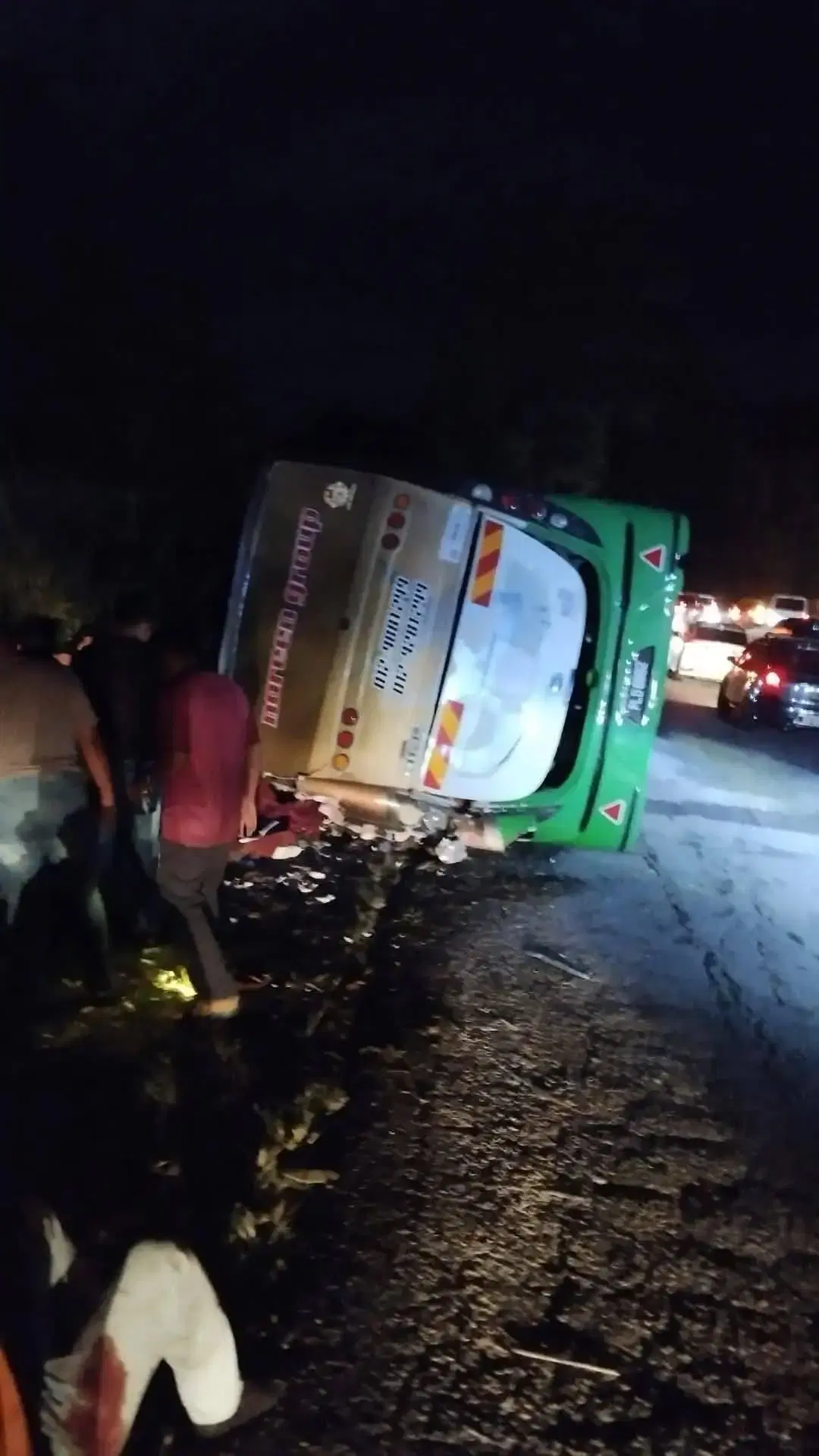 Bus overturns on road after UPSI crash