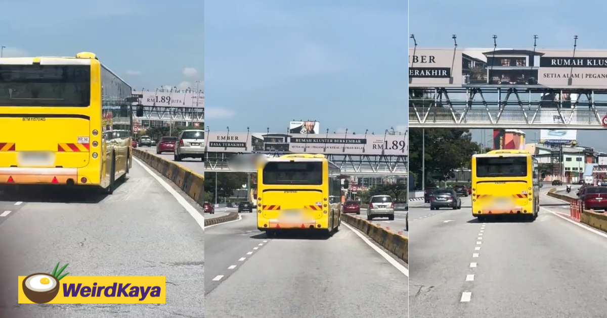 Bus seen driving sideways in pj, netizens say it's acting like a supermarket trolley | weirdkaya