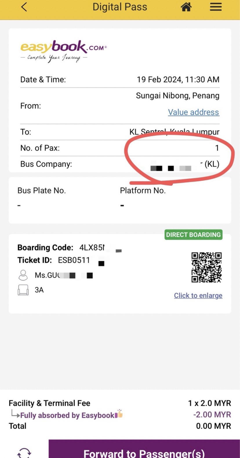 Bus ticket easybook