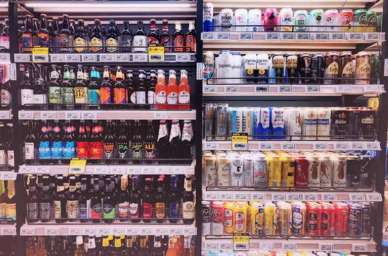 canned drinks at store