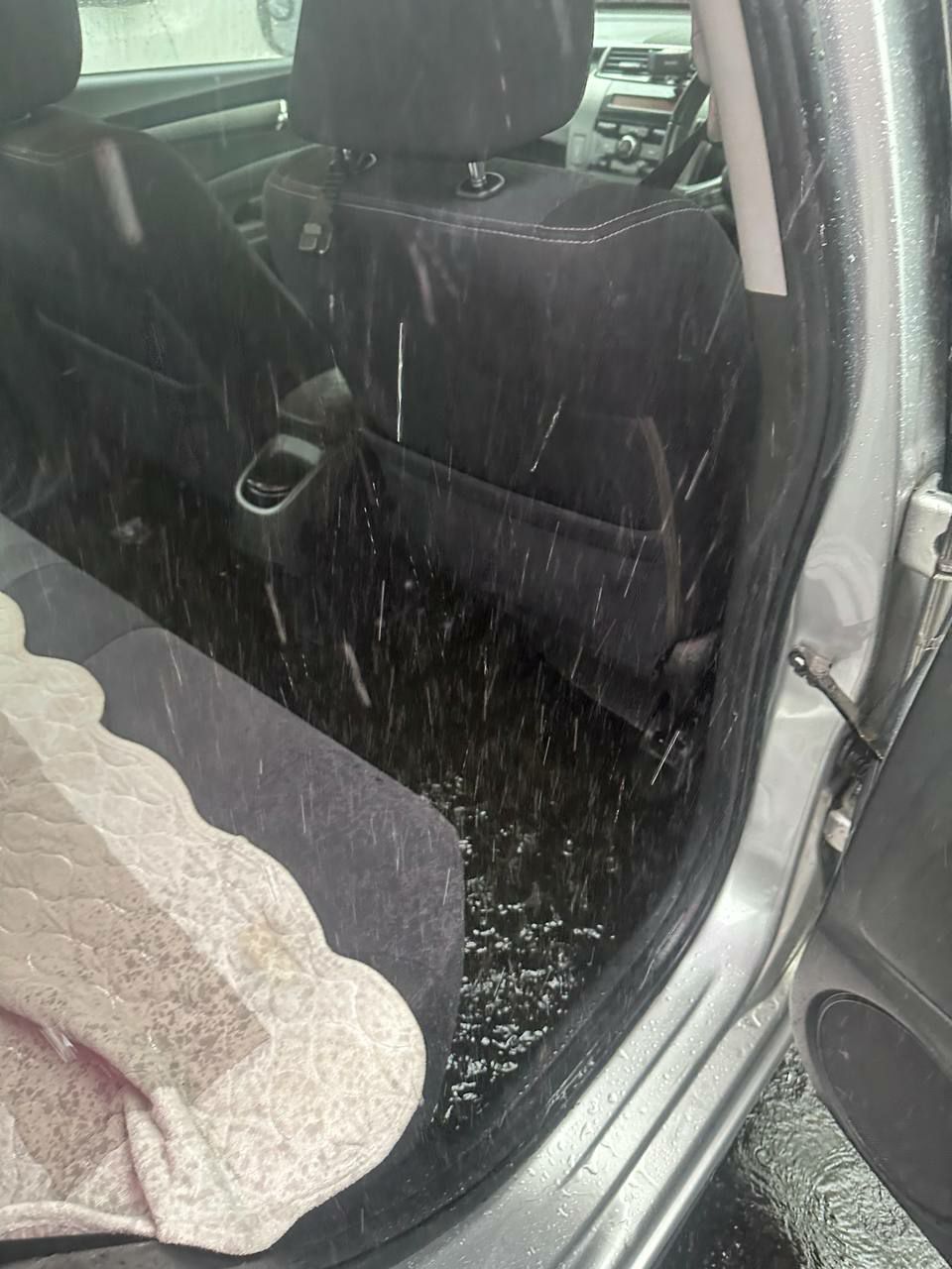 Car soaked with water