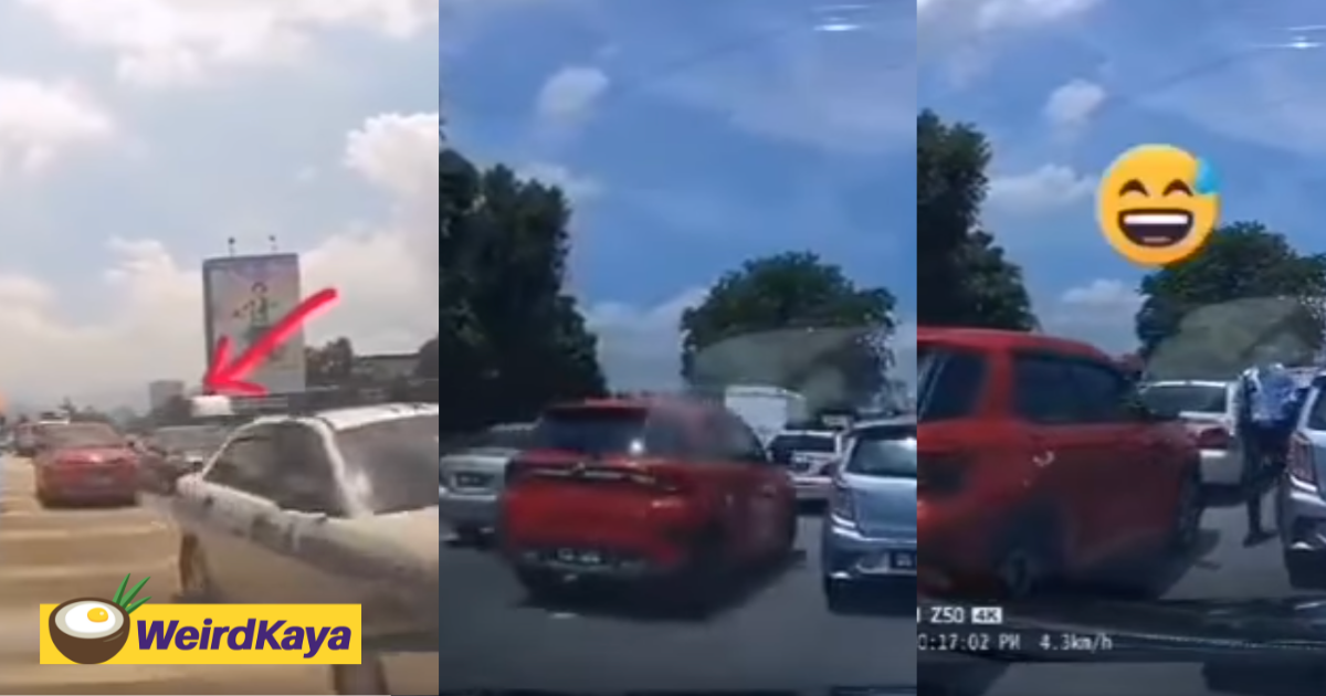 Cheeky ativa driver tries to skip traffic jam by tailgating a police car, gets busted instead | weirdkaya
