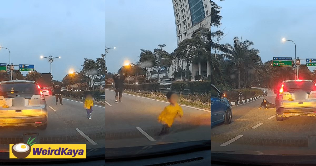 Child Runs Onto Busy Road In Johor During Morning Rush Hour, Horrified Dad Chases After Him