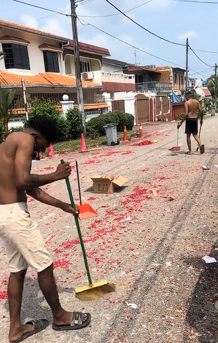 Cleaning up debris after celebration (2)