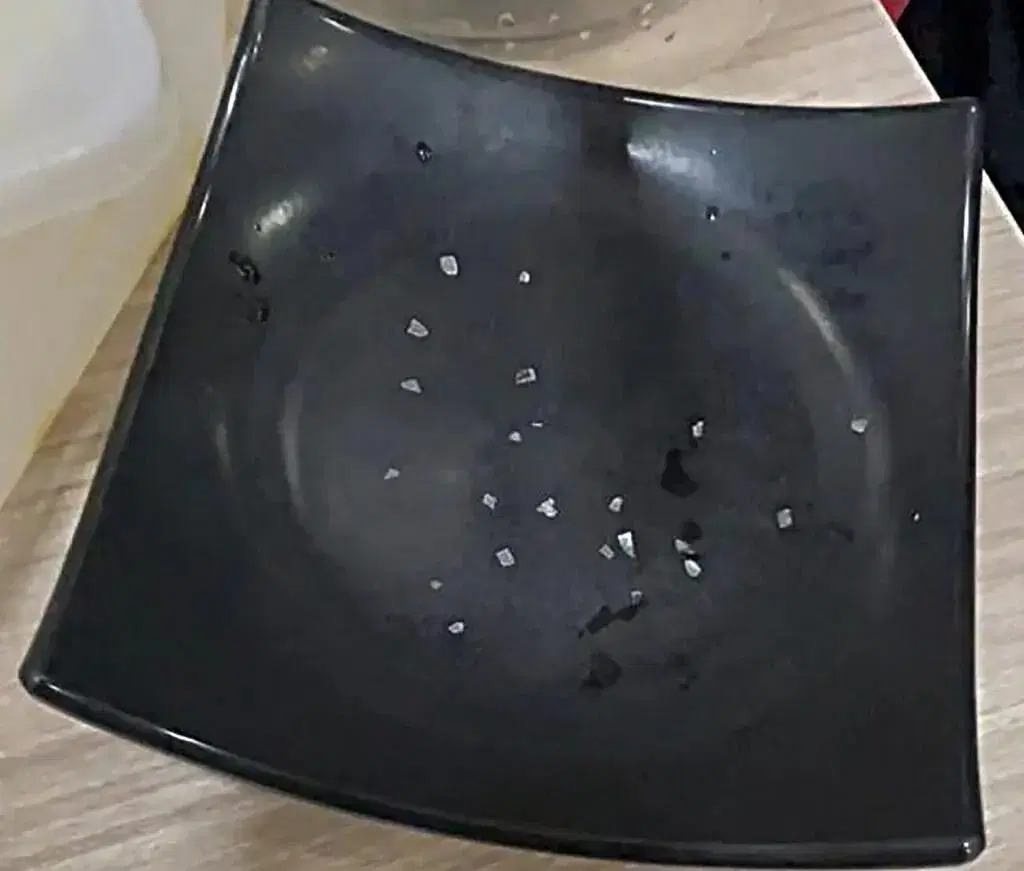 Close up of plastic bits inside durian puree