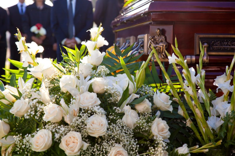 Coffin at funeral service