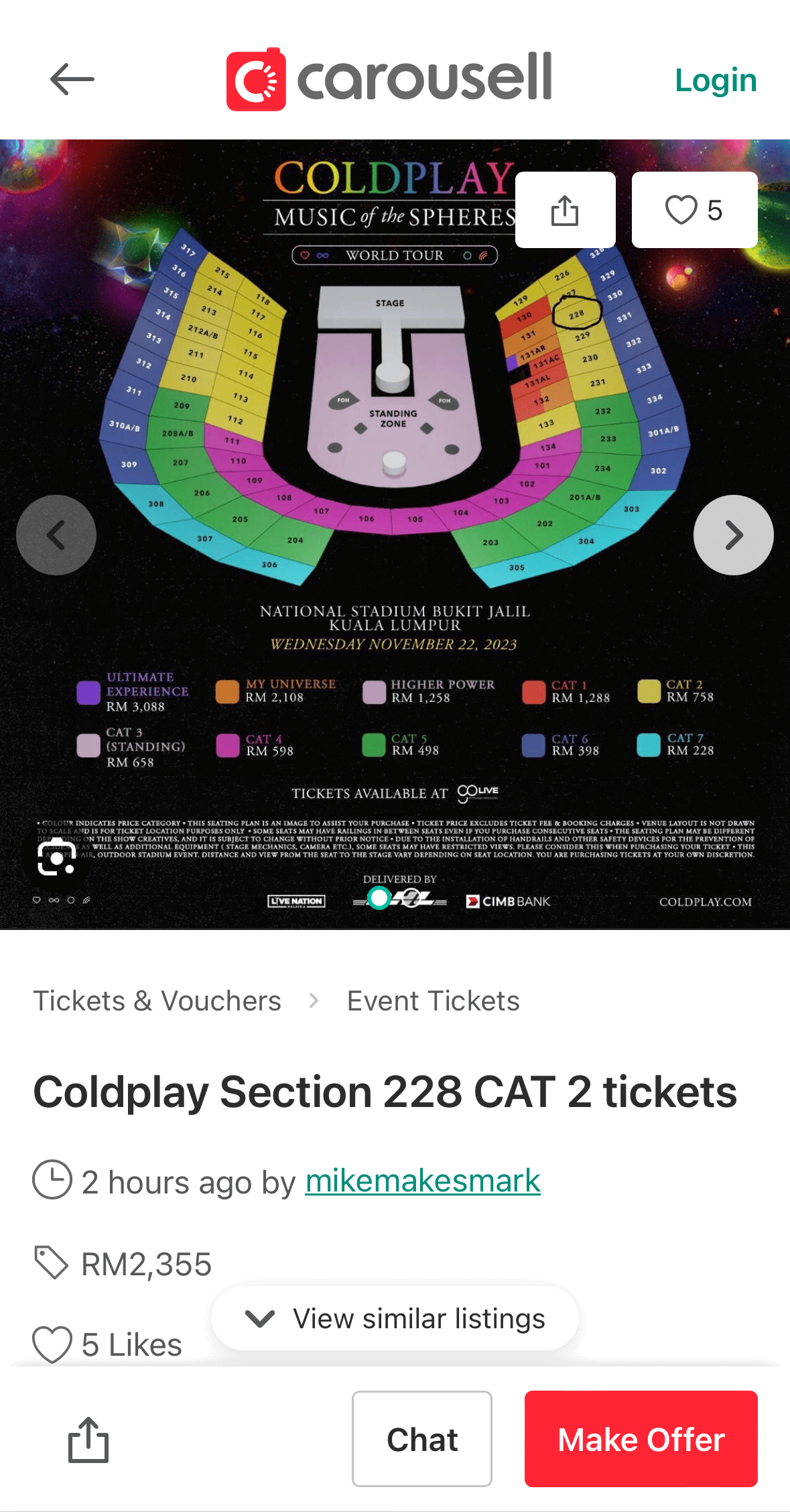 coldplay malaysia tour ticket price