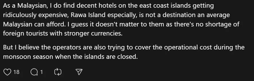 Comment on expensive travel in Malaysia (1)