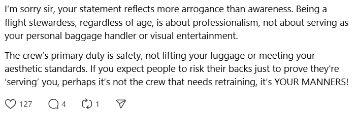 Comment on flight attendant (2)