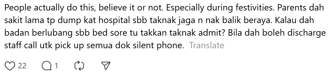 Comment on sending parents to hospital (2)