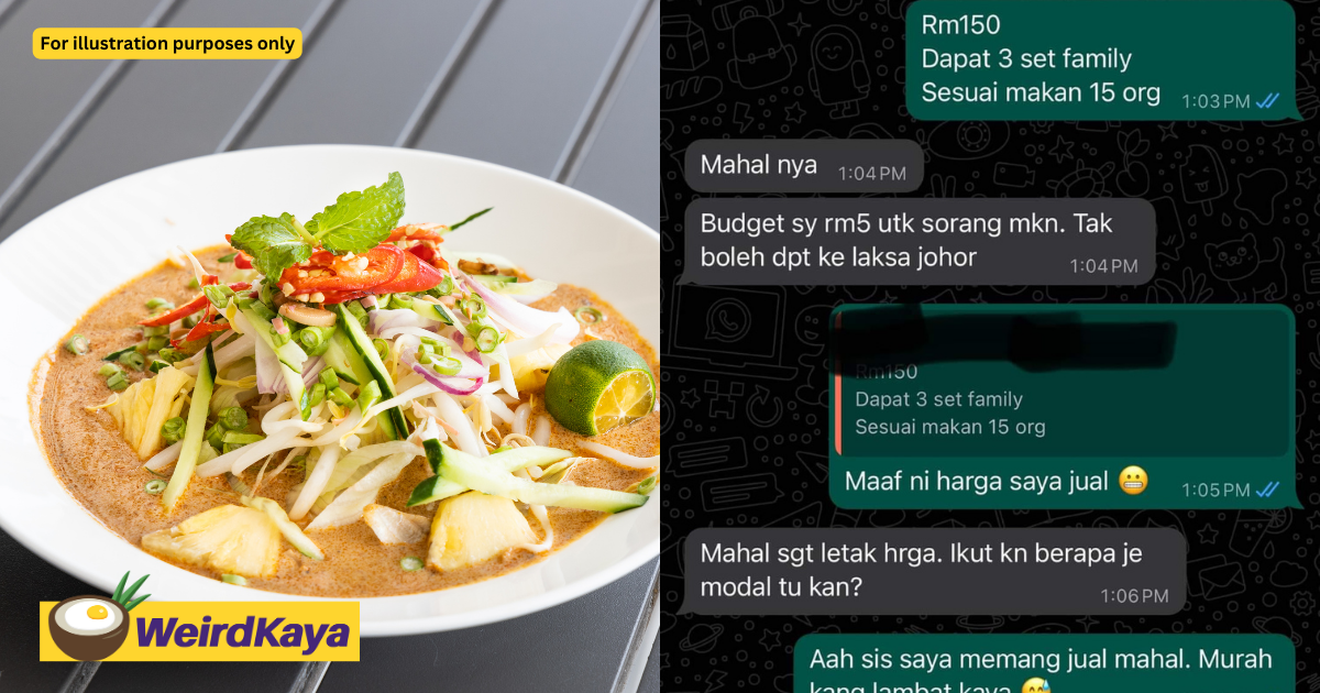 'cook it yourself then! ' - m'sian slams customer who complained about rm10 laksa johor being too pricey | weirdkaya