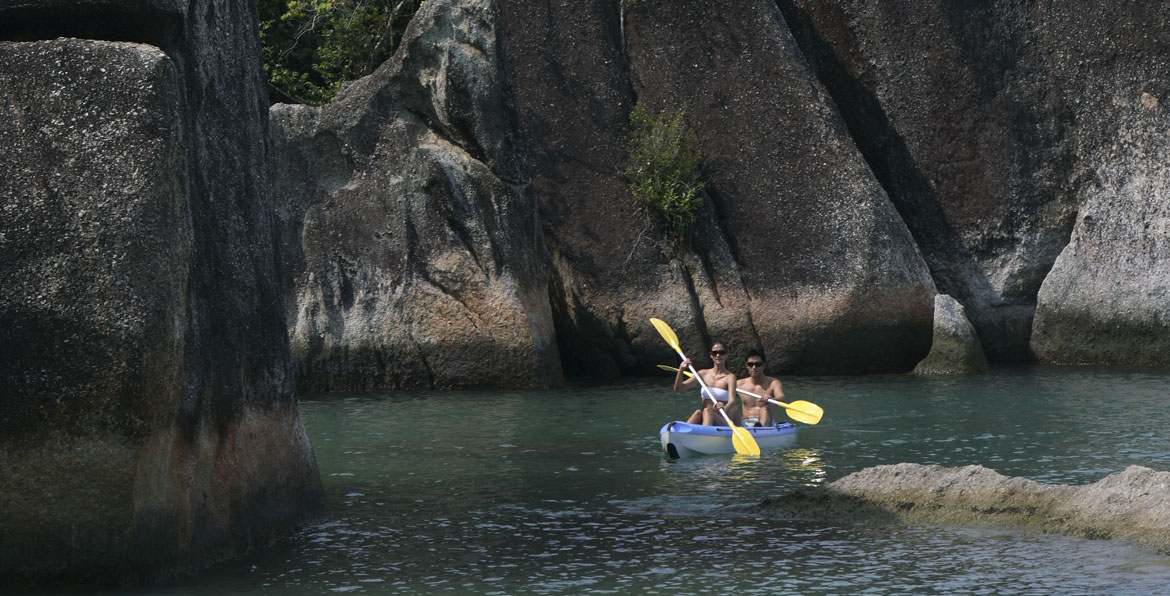 Couple doing kayak activity at pangkor island