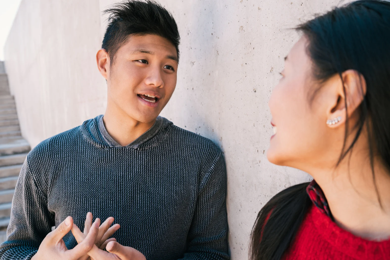 Couple talking with each other