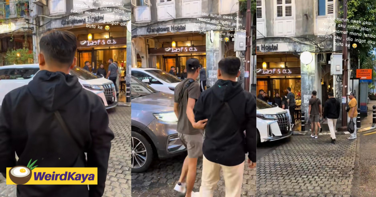 M'sian man asks gf to film him crossing the road, plan gets 'ruined' by kind stranger | weirdkaya