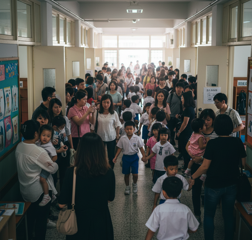 crowded school w parent