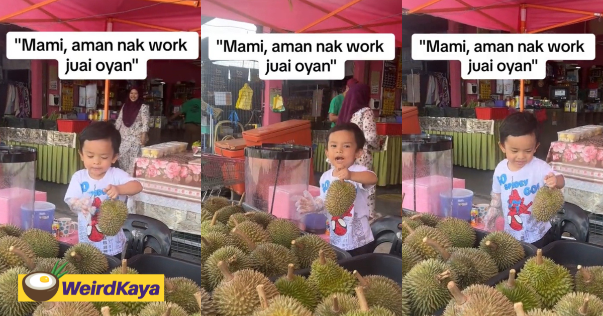 'cutest tauke' - 2yo m'sian boy wins hearts with enthusiastic salesman pitch at durian stall | weirdkaya