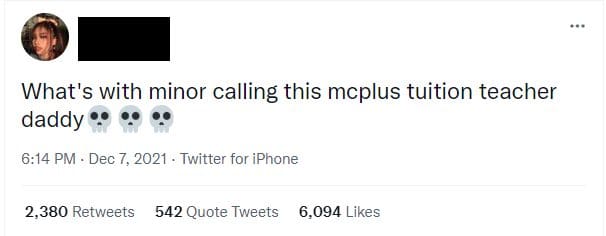 Tweet about students calling tutor 'daddy'