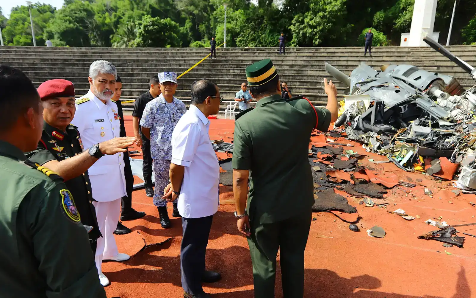 Defense minister khaled nordin at lumut helicopter crash site