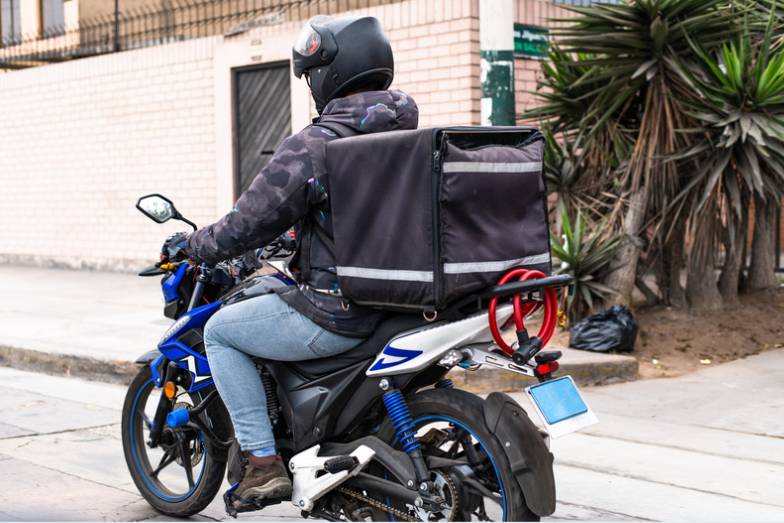delivery rider on motorbike