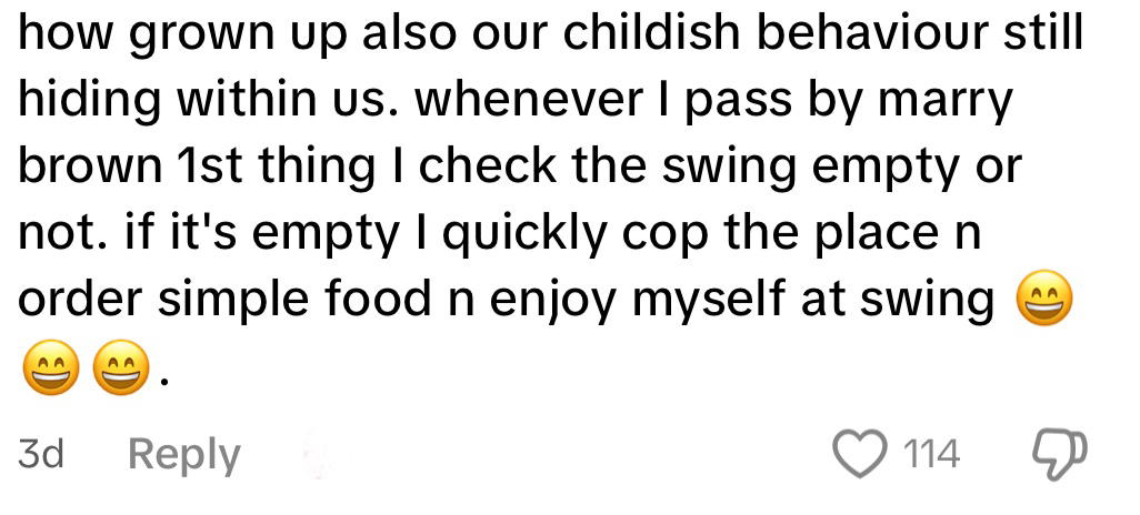 delivery rider plays on swing childish behaviour