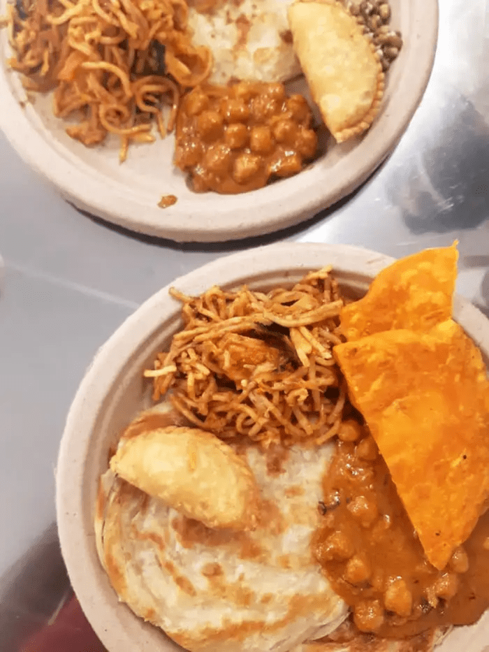 disposable plate with food