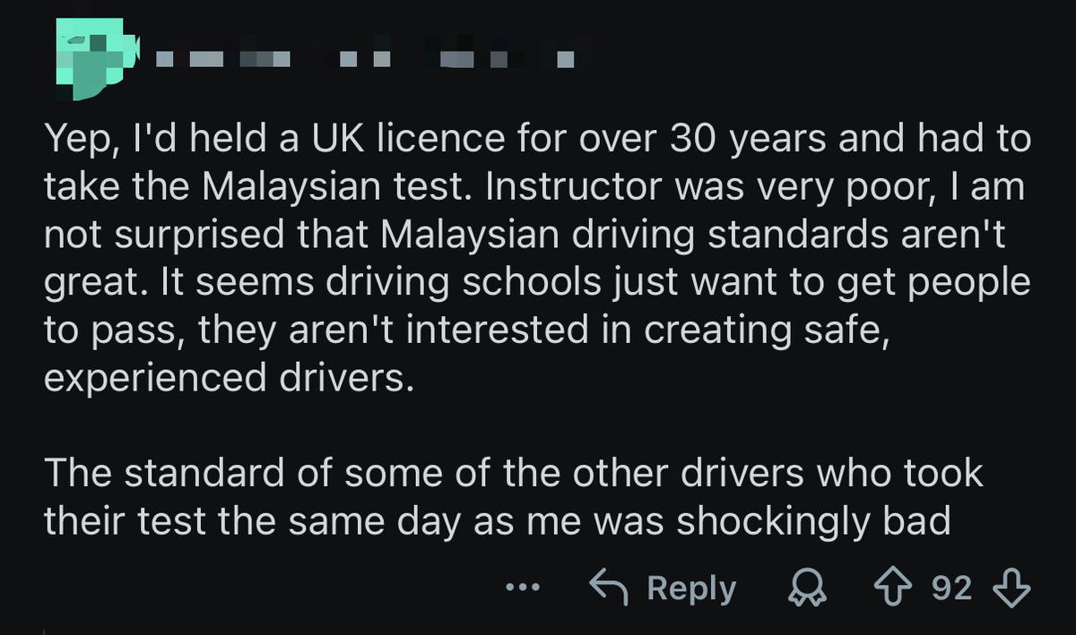 'Is It Just A Scam?' — US Expat Rants About Poor Standards, Equipment At M'sian Driving Schools comment 2