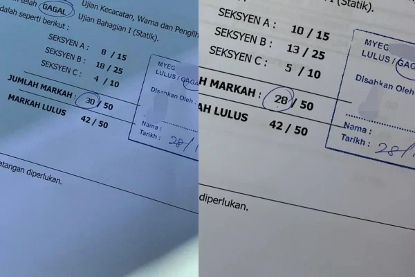 M'sian woman's driving scores on her first 2 attempts