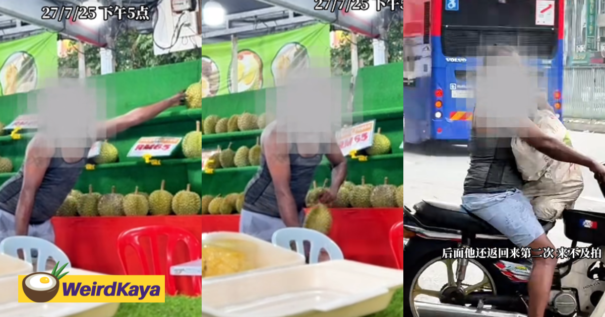 Durian Robber Snatches Only Musang King At Puchong Stall In Broad Daylight, Even Comes Back Again For More