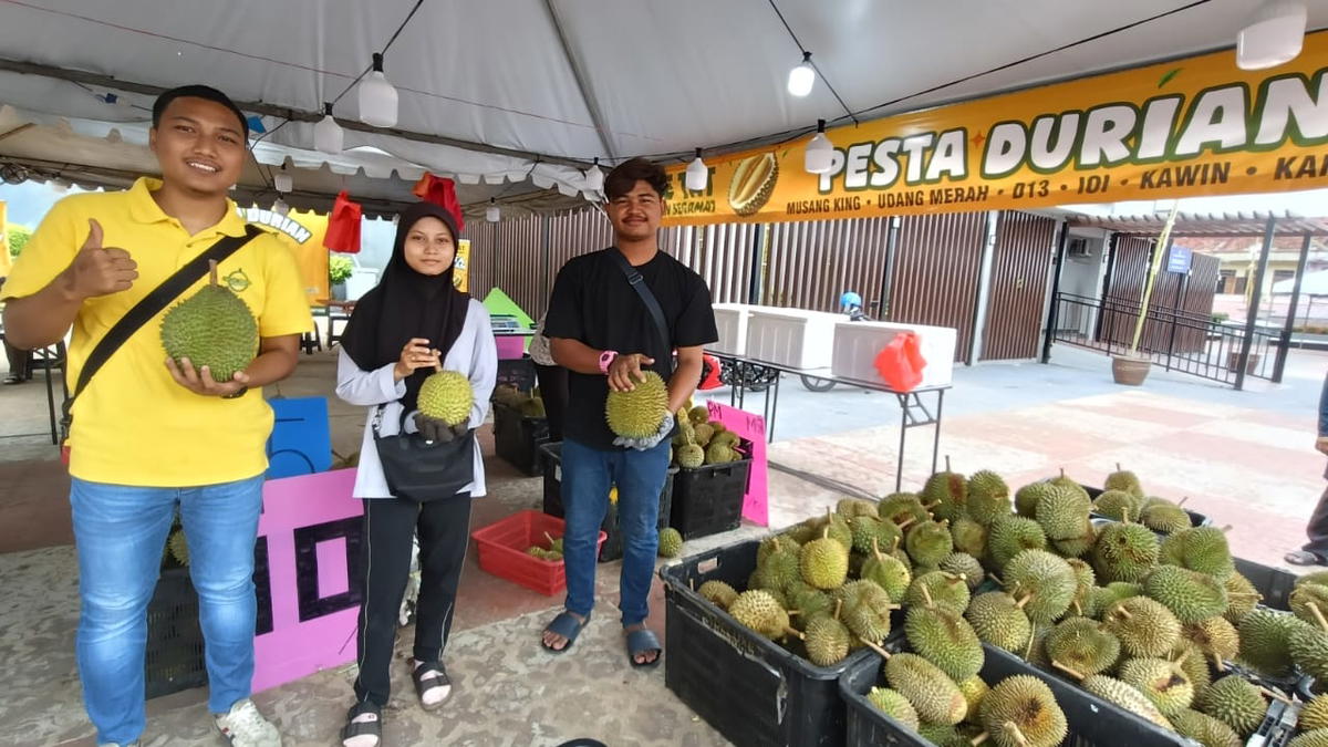 durian seller at their booth