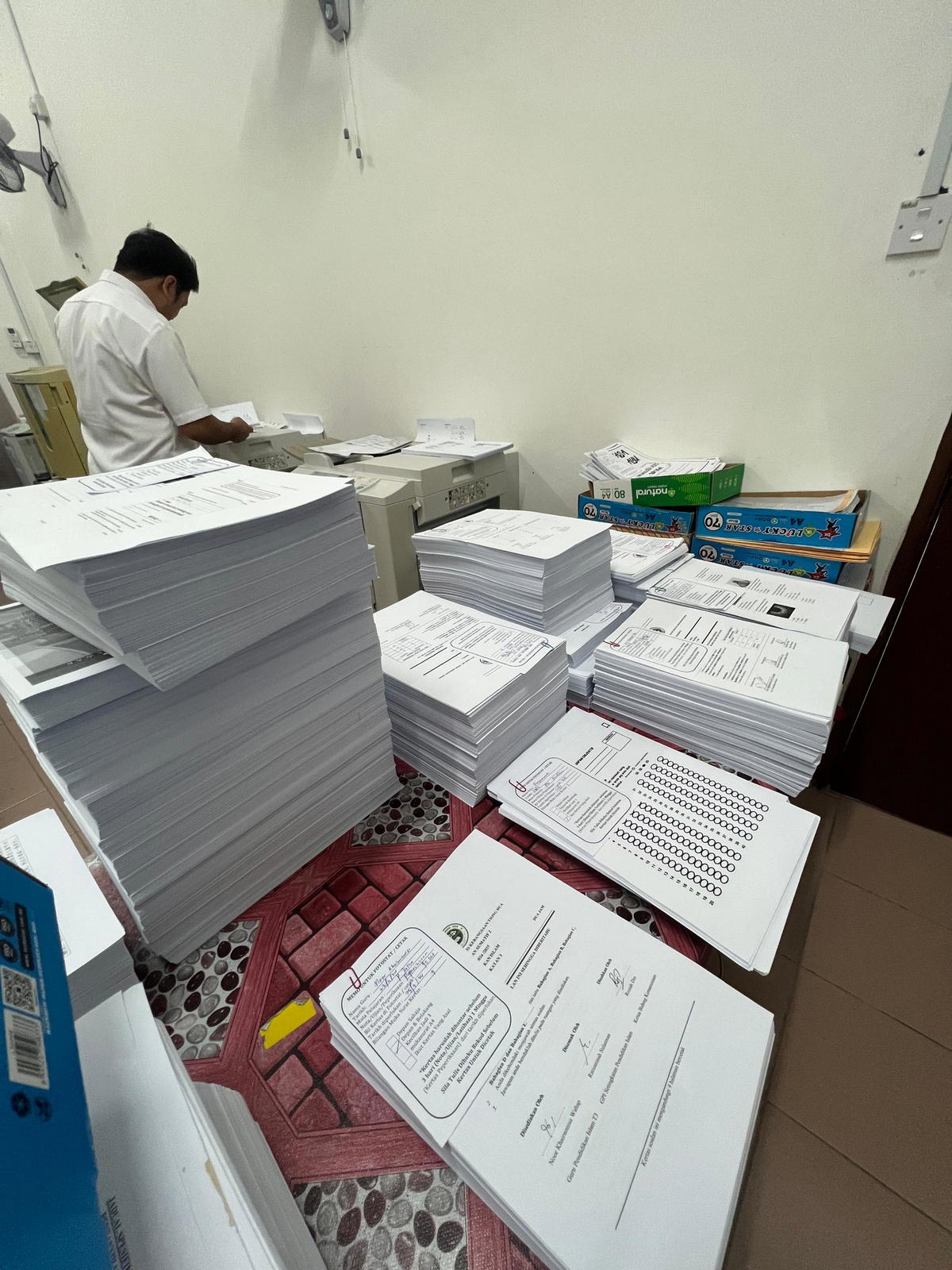 Exam paper in stack