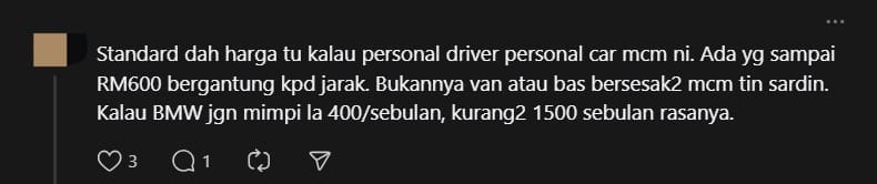 M'sian Woman Shocked By RM400 Monthly Fee To Send Kid To School By Car comment 3
