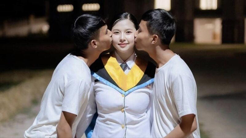 Fah with her twin boyfriends (2)